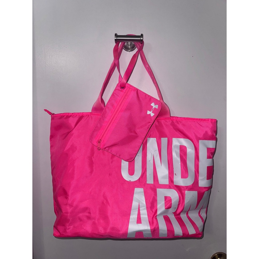 Under Armour Power In Pink Tote Bag Neon Pink Breast Cancer Awareness Gym Pouch